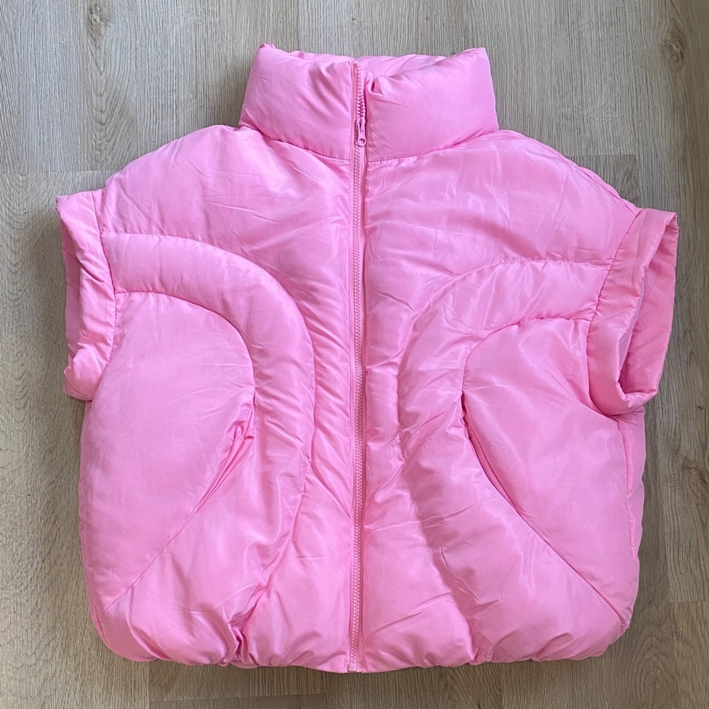 Rachel Roy Pink Cropped Puffer Vest Bubble Vest Lightweight Size L